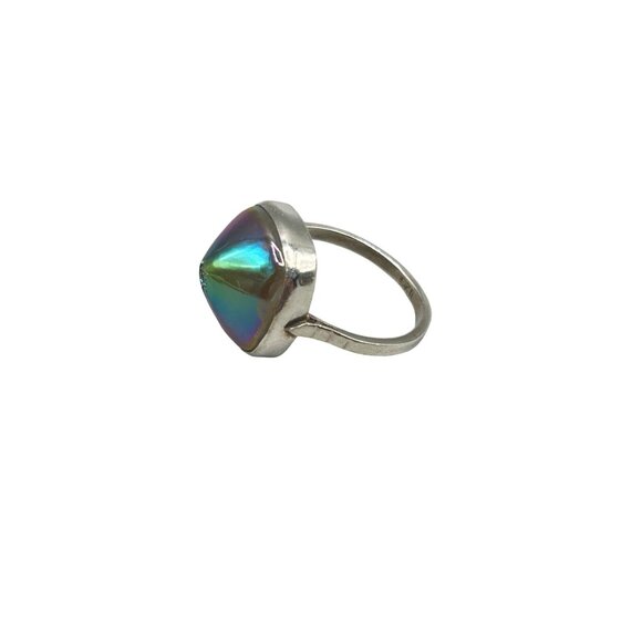 Vintage Sterling Silver 925 Ring with Iridescent Gemstone Size 7.5 - Picture 1 of 9